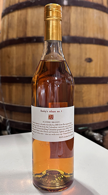 A bottle of Ansley's Alambic single varietal Sauvignon Blanc Brandy Release No. 4