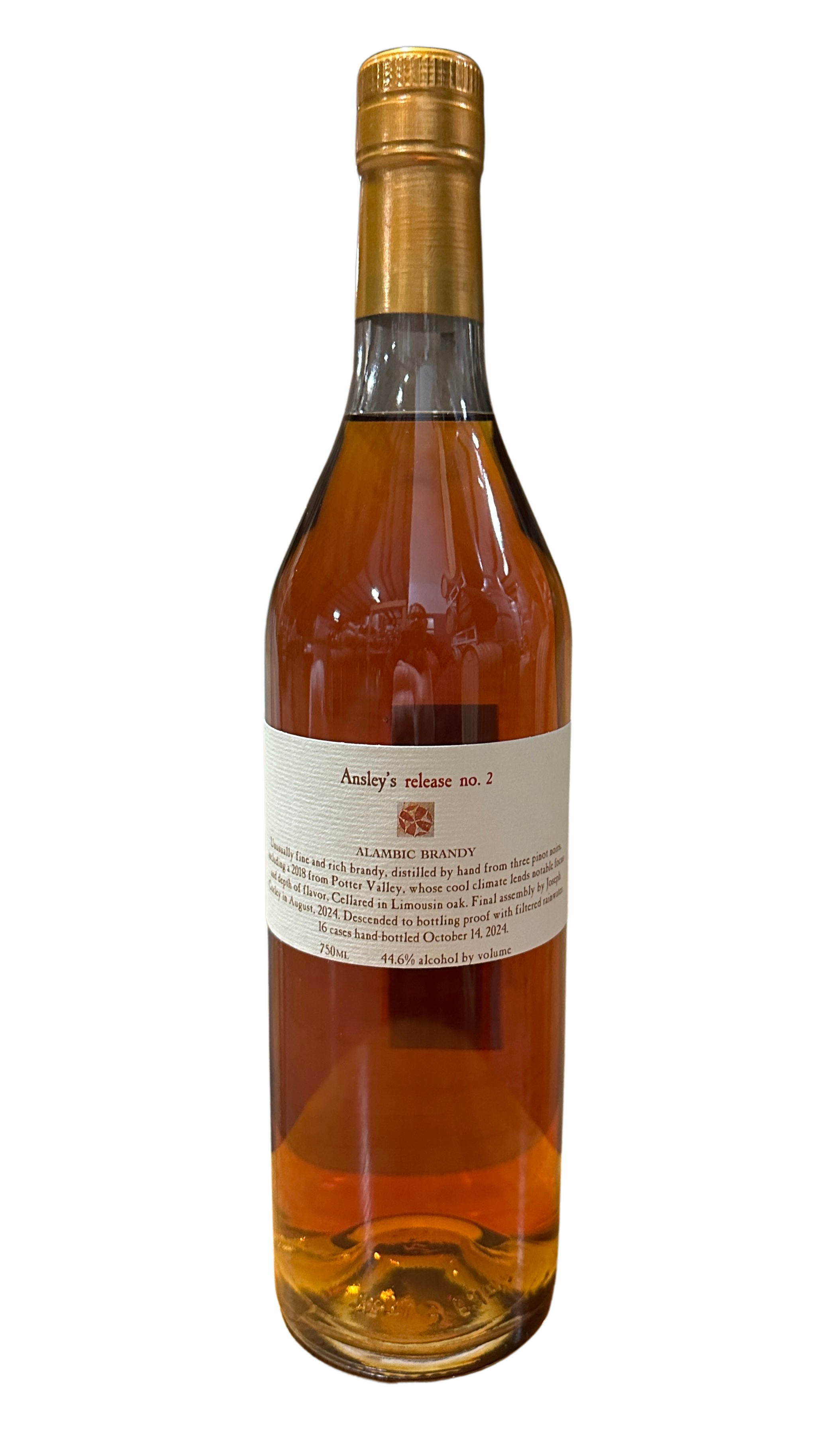A bottle of Ansley's Alambic Brandy Release No. 2