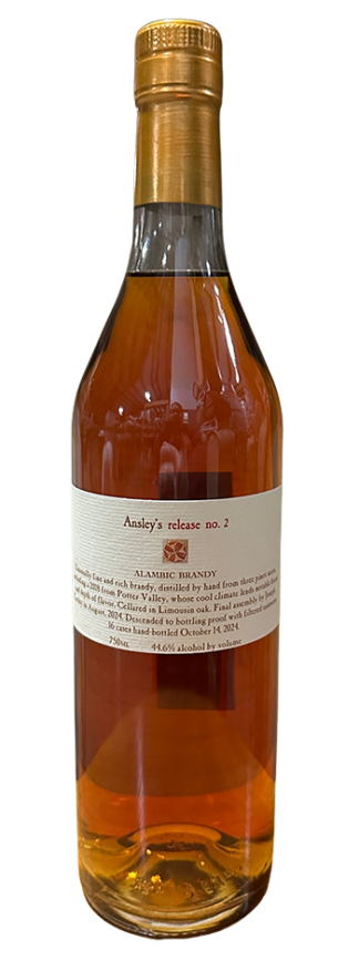 A bottle of Ansley's Alambic Brandy Release No. 2